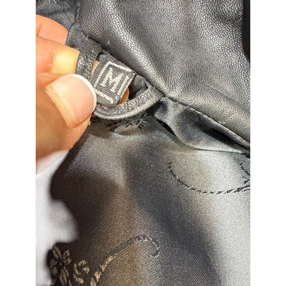 Vintage Leather Jacket with Floral Applique - Size M, Artistic Boho Statement Ou - Picture 8 of 16